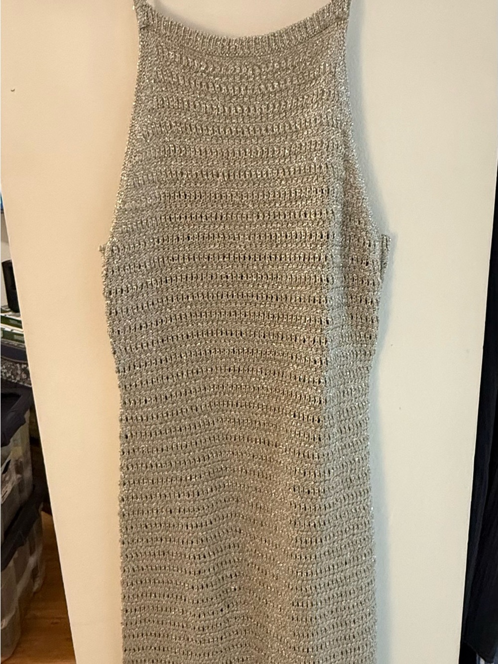 Beige Crochet Knit Tank Dress